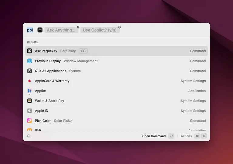 Raycast-中的-perplexity-插件示例